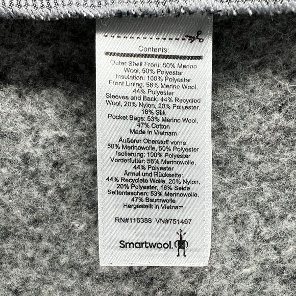 Smartwool Women's Size Small‎ Gray Quilted Full Zip Wool Jacket - Picture 13 of 15